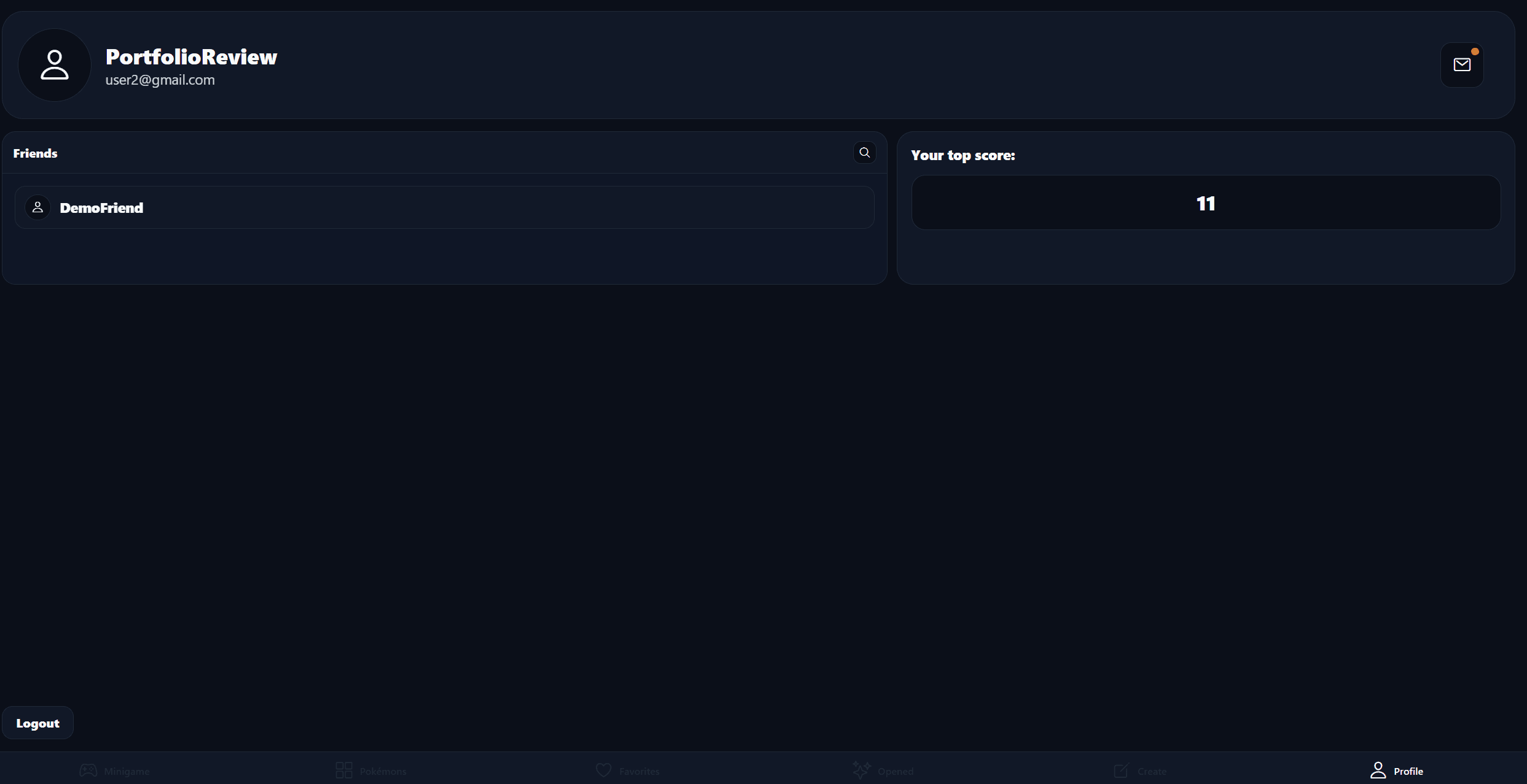 The profile lists DemoFriend and displays the regular quiz top score.