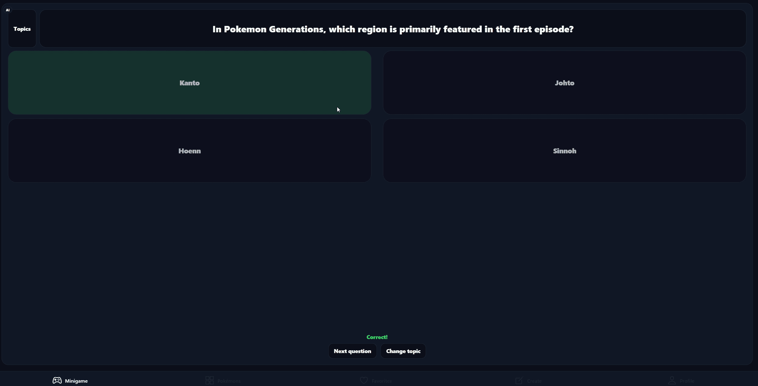 The AI quiz recording shows generated topics, questions, answer feedback and streamed explanations.